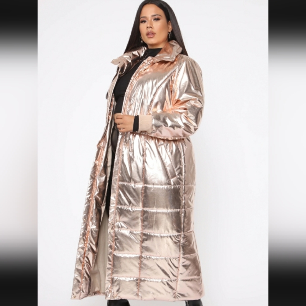 Fashion nova 1x long rose gold puffer